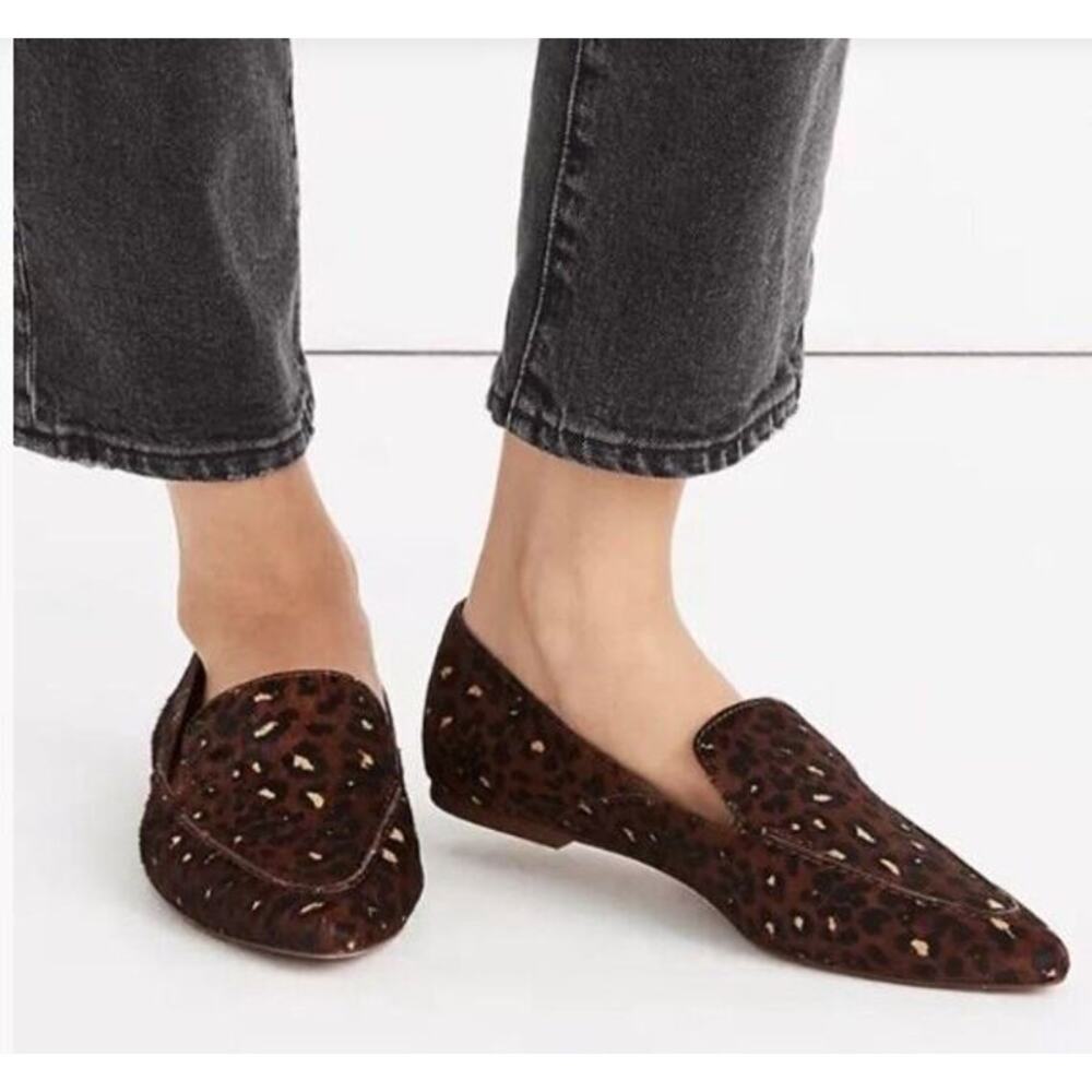 Madewell Frances Skimmer Loafer Women's Size 6.5 Brown Mini Leopard Print Flats